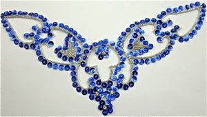 Designer Neck Line with Royal Blue Sequins and Beads 9" x 5"