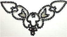 Load image into Gallery viewer, Design Motif Neck Line with Black Sequins and Beads and four AB Rhinestones 9&quot; x 5&quot;