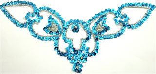 Design Motif Neck Piece with Turquoise Sequins 9" x 5"