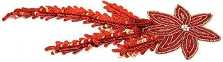 Flower with Red Sequins and Beads 12" x 5"