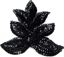 Load image into Gallery viewer, Leaf with Black Sequins and Beads 4.5&quot; x 4&quot;