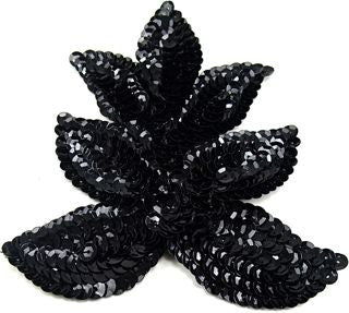 Leaf with Black Sequins and Beads 4.5