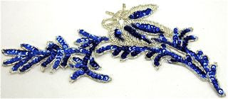 Flower Royal Blue Sequins Silver Beads