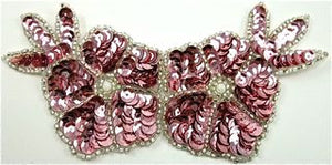 Flower with Pink Sequins and Silver Beads 6" x 3"