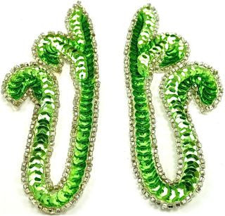 Designer Motif Pair with Lime Green Sequins and Beads