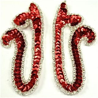 Designer Motif Pair with Red Sequins and Beads 2" x 4"
