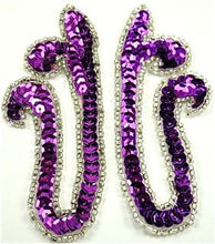 Load image into Gallery viewer, Designer Motif Pair with Purple Sequins and Beads 2&quot; x 4&quot;