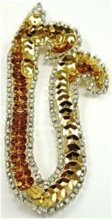 Designer Motif Single with Gold Sequins and Beads 2" x 4"