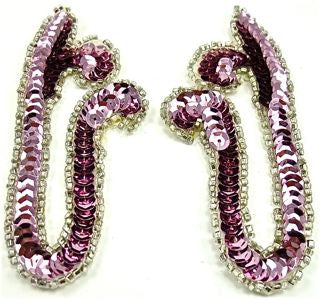 Designer Motif Pair with Pink Sequins and Beads 2