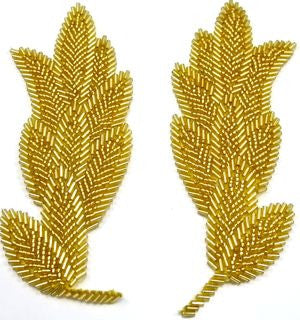 Leaf Pair with Gold Beads 5.5" x 2"