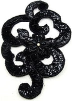 Designer Motif Black Sequins Beads and Rhinestone 4