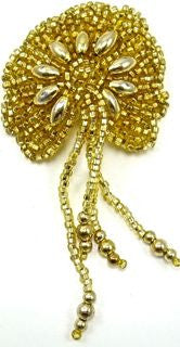 Epaulet with Gold Sequins and Beads 2" x 3"