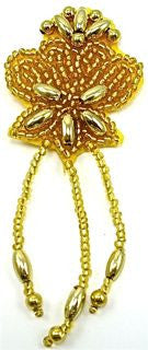 Epaulet with Gold Sequins and Beads 2" x 3"