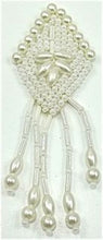 Load image into Gallery viewer, Epaulet Diamond Shaped with White Sequins and Beads 2&quot; x 3&quot;