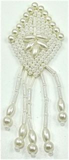 Epaulet Diamond Shaped with White Sequins and Beads 2