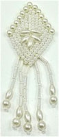 Epaulet Diamond Shaped with White Sequins and Beads 2