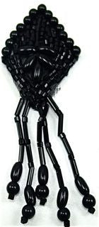 Epaulet Black Diamond Beaded 3" x 1.25"