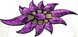 Flower with Purple Sequins and Black Beads 15
