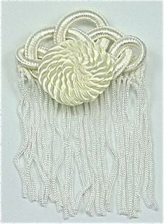 Epaulet Passementerie White Satin 2" x 3"