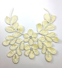 Load image into Gallery viewer, Flower Neck Line with Creamy Color Sequins, Beads and Acrylic Rhinestones 10.5&quot; x 10&quot;