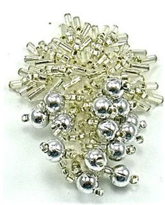 epaulet Leaf Cluster with Silver Beads 2" x 1.5"