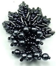 Load image into Gallery viewer, Design Motif Charcoal Leaf Beaded Cluster 2&quot; x 1.5&quot;
