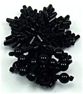 Design Motif Leaf Cluster with Black Beads 2" x 1.5"