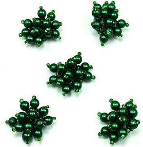 Flower Motif Emerald Green Beads Set of Five 1" x 1"