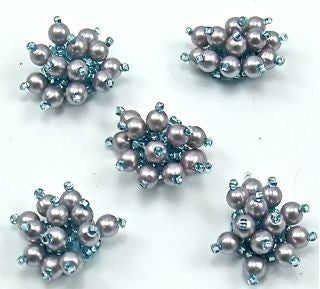 Designer Motif Turquoise Pearl Cluster Beads Set of Five 1" x 1"