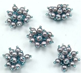 Designer Motif Turquoise Pearl Cluster Beads Set of Five 1