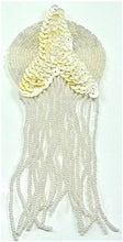 Load image into Gallery viewer, Epaulet with Cream Sequins and Iridescent Beads 6&quot; x 2.5&quot;