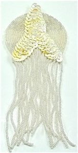 Epaulet with Cream Sequins and Iridescent Beads 6" x 2.5"