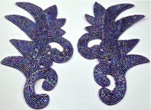 Leaf Pair with Purple Beads 7" x 4.5"