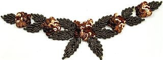 Flower Neck Line with Bronze Sequins and Beads 7" x 2"