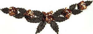 Flower Neck Line with Bronze Sequins and Beads 7" x 2"
