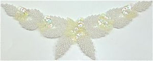 Flower Neck Line with Iridescent Sequins and Beads 7" x 2"