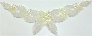 Flower Neck Line with Iridescent Sequins and Beads 7