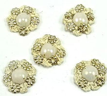 Load image into Gallery viewer, Flower Set of 5 with Pearl Center 1&quot; x 1&quot;