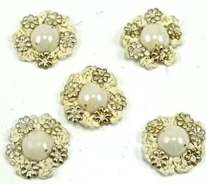 Flower Set of 5 with Pearl Center 1" x 1"
