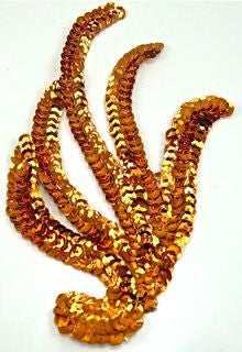 Leaf Single with Bright Orange Sequins 2.5" x 5.5"