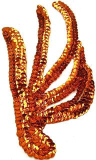 Leaf Single with Orange Sequins Left Side 2.5" x 5.5"