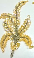 Load image into Gallery viewer, Leaf Pair with Peach Yellow Sequins and Beads 6&quot; x 3&quot;