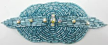 Load image into Gallery viewer, Designer Motif Triple Circle with Turquoise Beads and Rhinestones 4&quot; x 2.25&quot;
