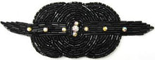 Load image into Gallery viewer, Designer Motif Triple Circle with Black Beads and AB Rhinestones 4&quot; x 2.25&quot;