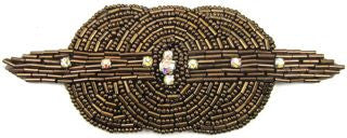 Designer Motif Triple Circle with Bronze Beads and Rhinestones 4" x 2.25"