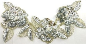 Flower Neckline with Silver Sequins and Beads 12" x 6"