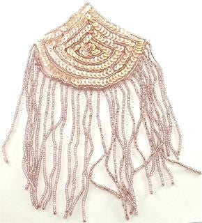 Epaulet with Light Pink Sequins and Beads 4" x 6.5"