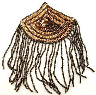 Epaulet with Bronze Sequins and Beads 6.5" x 4"