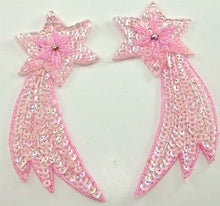 Load image into Gallery viewer, Shooting Star Pair with Pink Sequins and Beads 5&quot; x 2.5&quot;