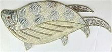 Load image into Gallery viewer, Fish with Silver and White Sequins and Beads 11&quot; x 7&quot;